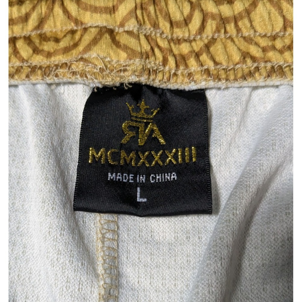Red Ape MCMXXXIII‎ Men Large Gold Scallop AOP Pull-on Shorts - Picture 7 of 14